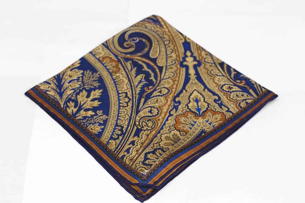 Blue and Tan Pocket Square