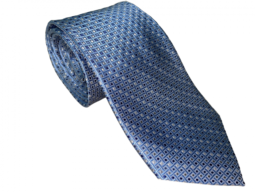 Sapphire Blue Interlocking Pattern Tie - Image Design Consulting